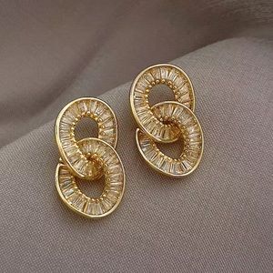 💛Gold plated circles zircon earrings